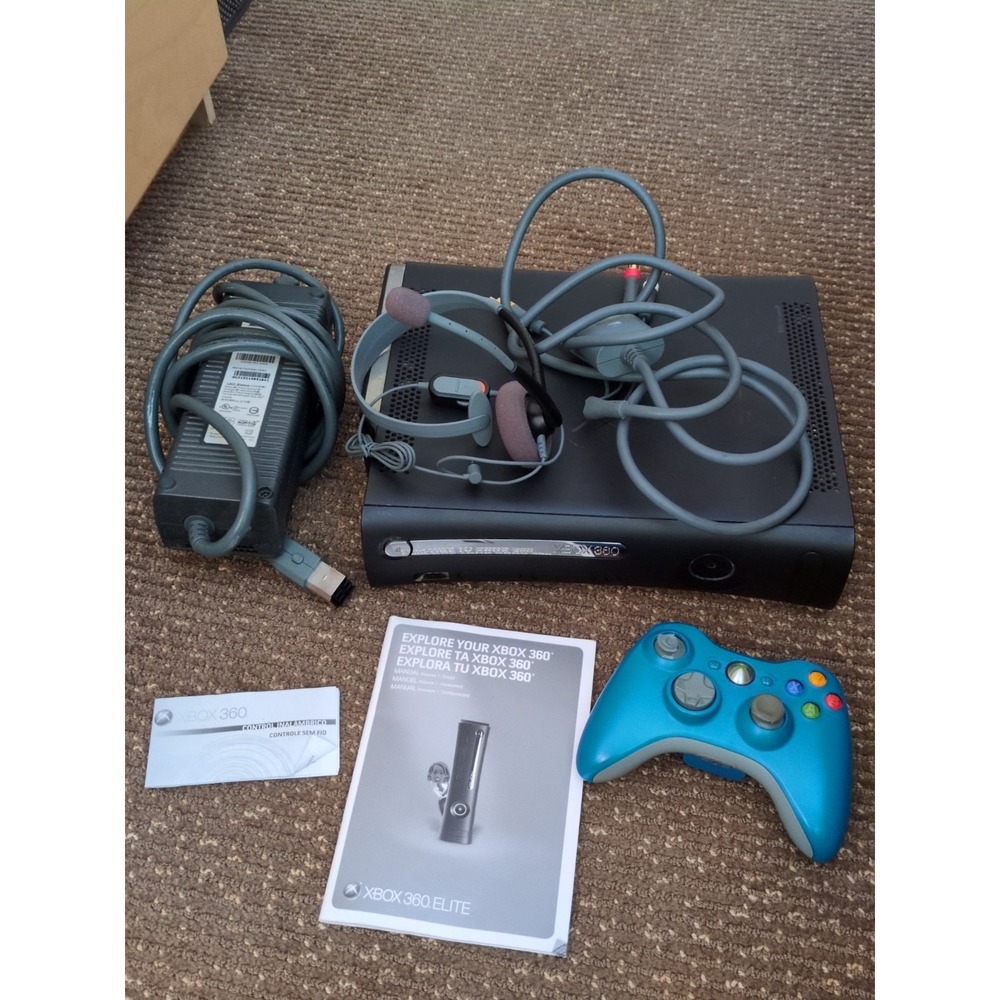 X Box 360 Elite Console‎ 120 GB Black Power Cord 1 Controller Madden 13